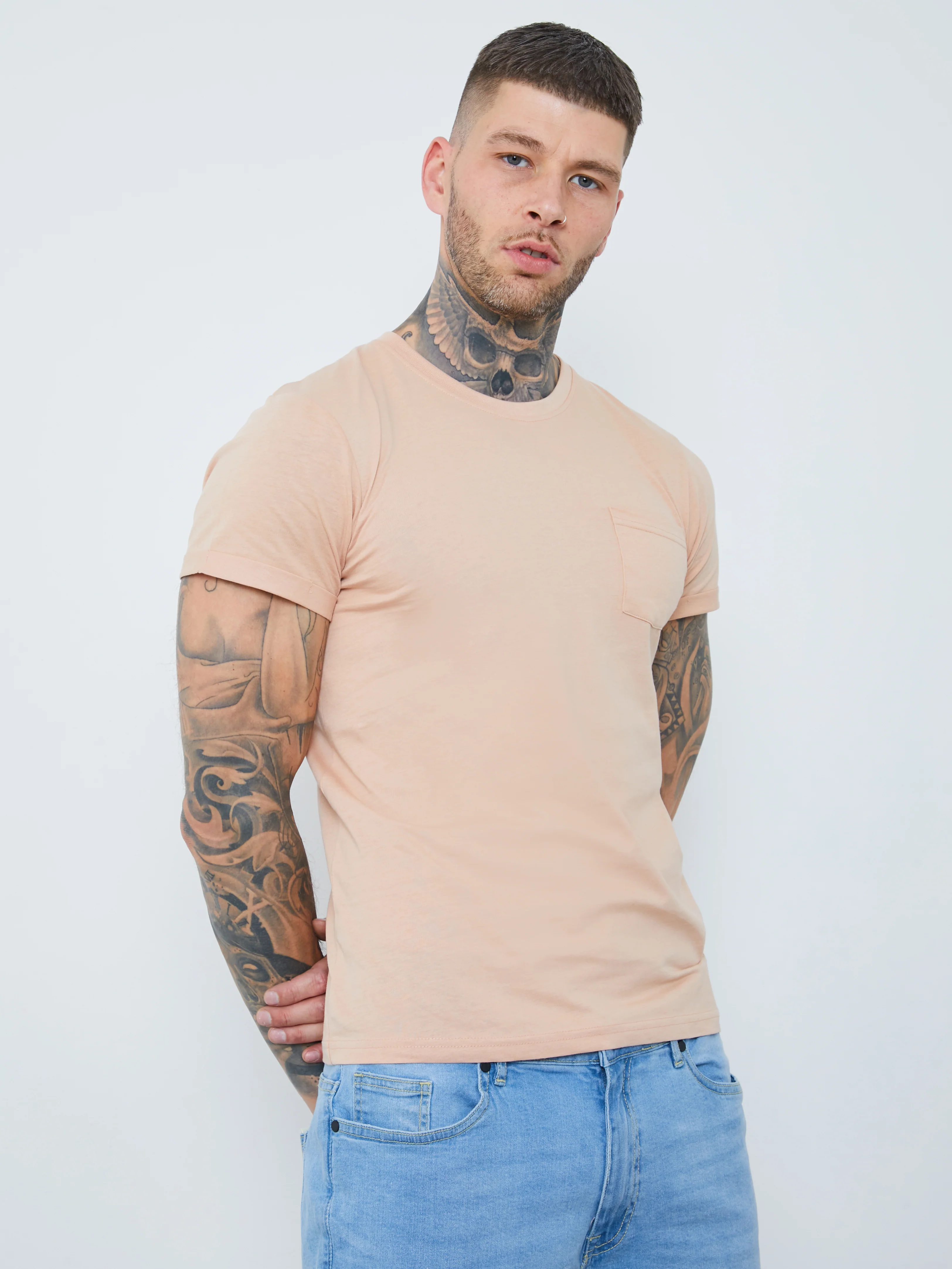 Crew Neck Pocket Roll Tee - Image 5