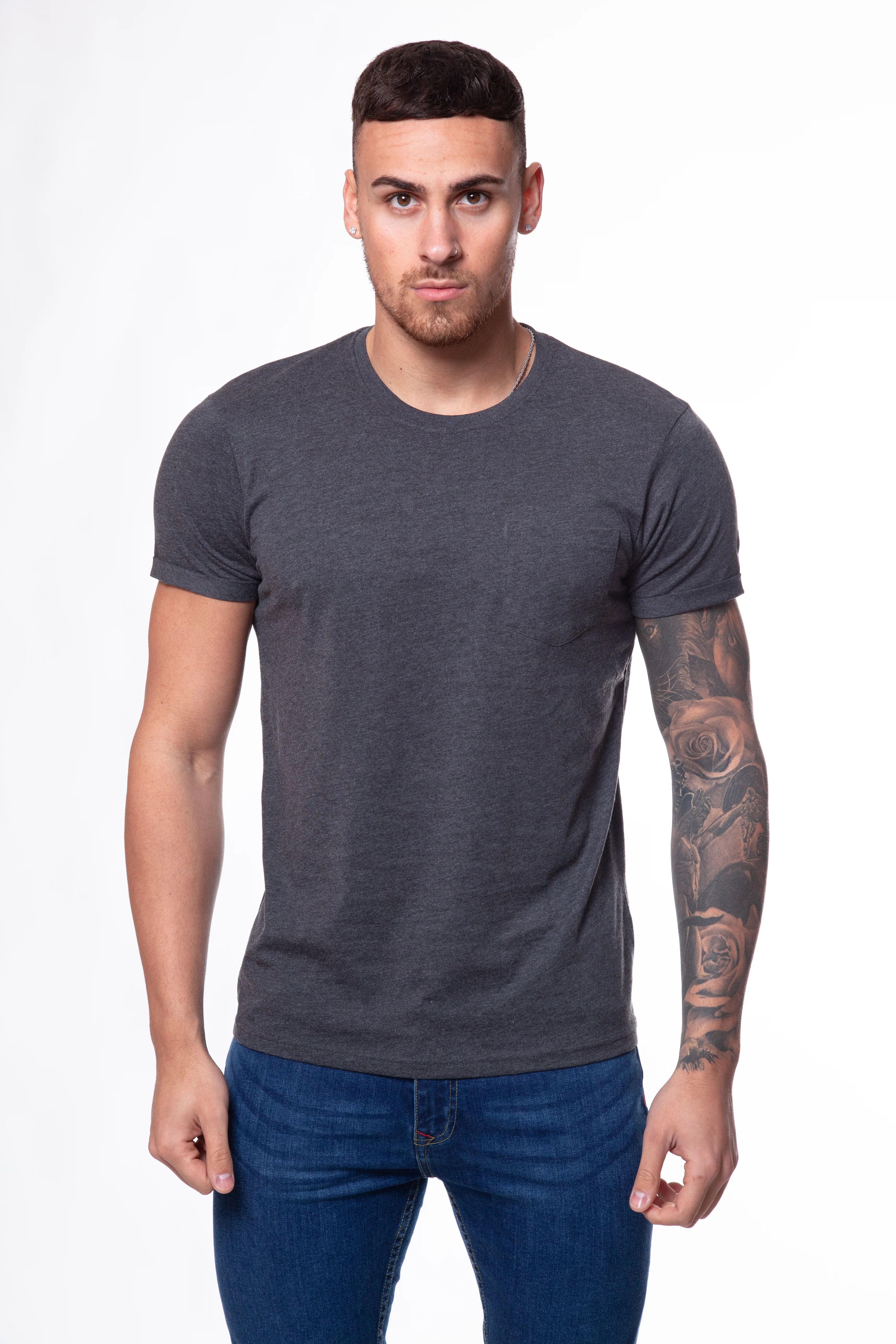 Crew Neck Pocket Roll T-Shirt - Image 10