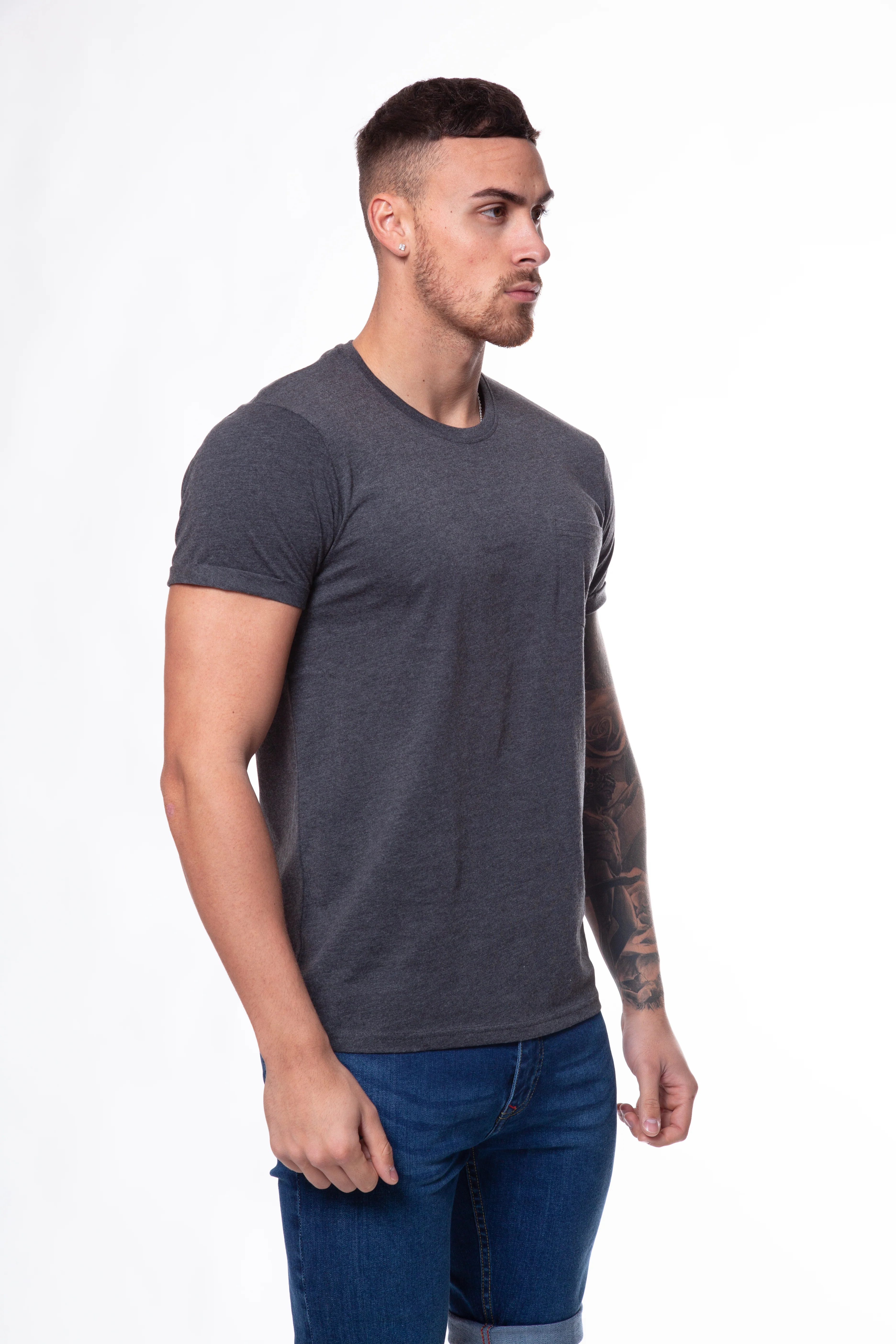 Crew Neck Pocket Roll T-Shirt - Image 12