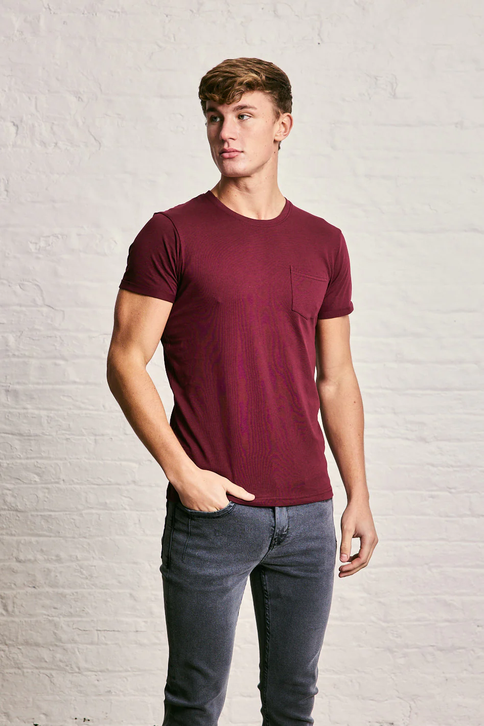 Crew Neck Pocket Roll T-Shirt - Image 21