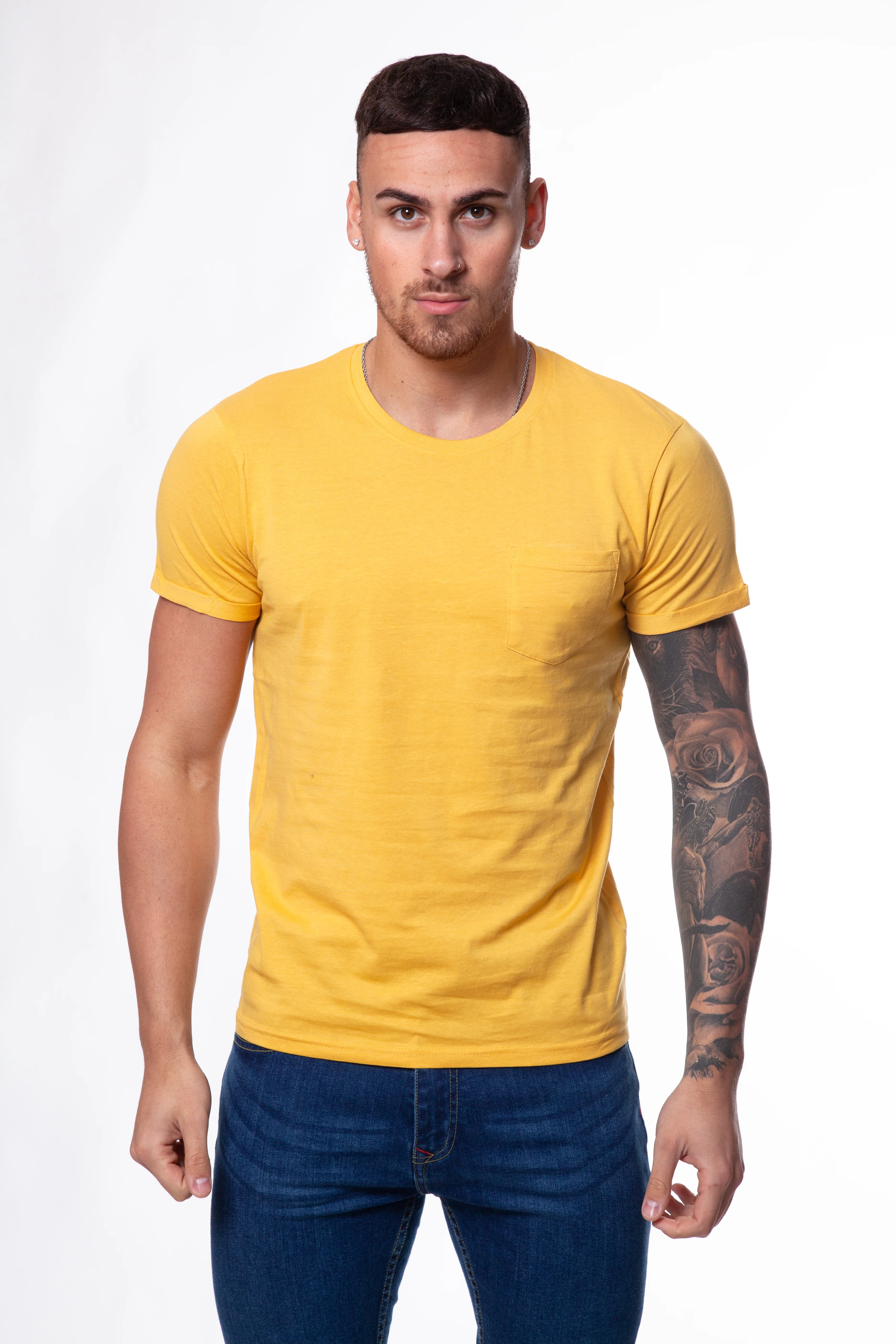 Crew Neck Pocket Roll T-Shirt - Image 6