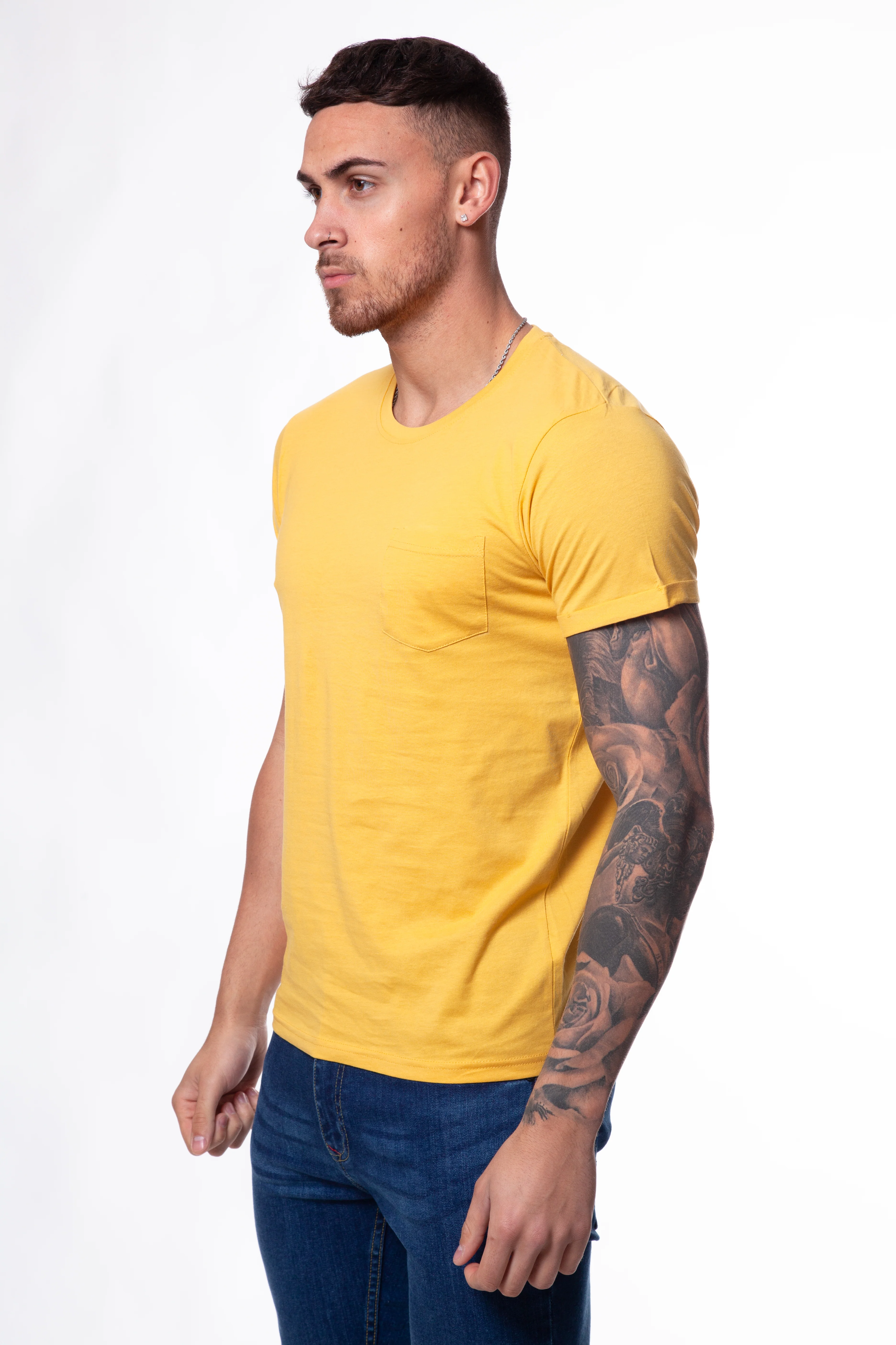 Crew Neck Pocket Roll T-Shirt - Image 7