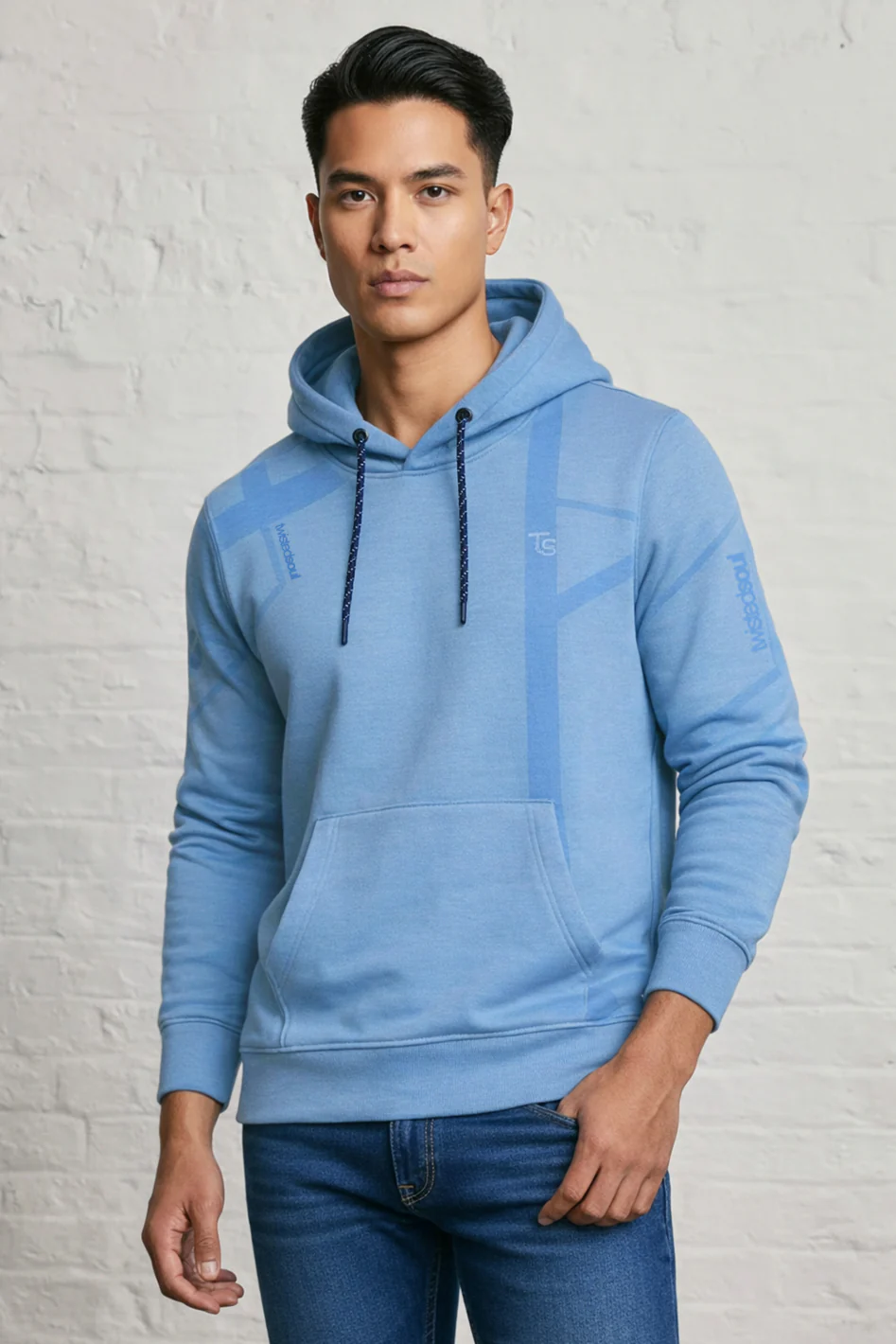 Fashion Fleece Tonal Bur Print Hoodie