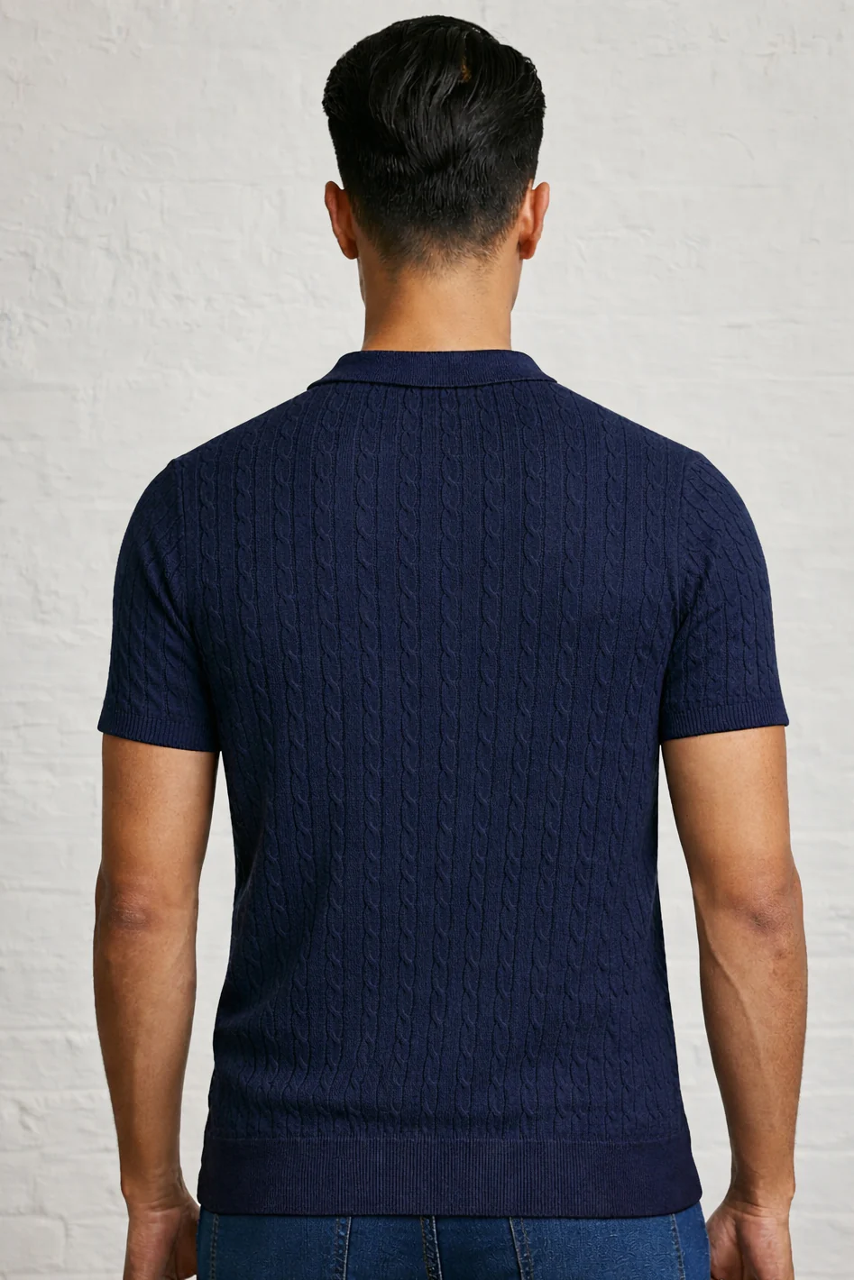 MENS CABLE KNIT POLO - Image 2