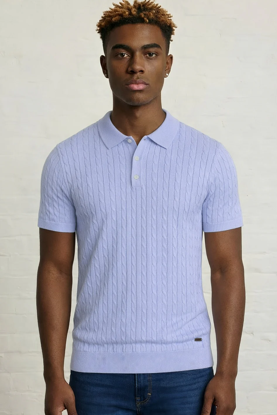 MENS CABLE KNIT POLO - Image 4