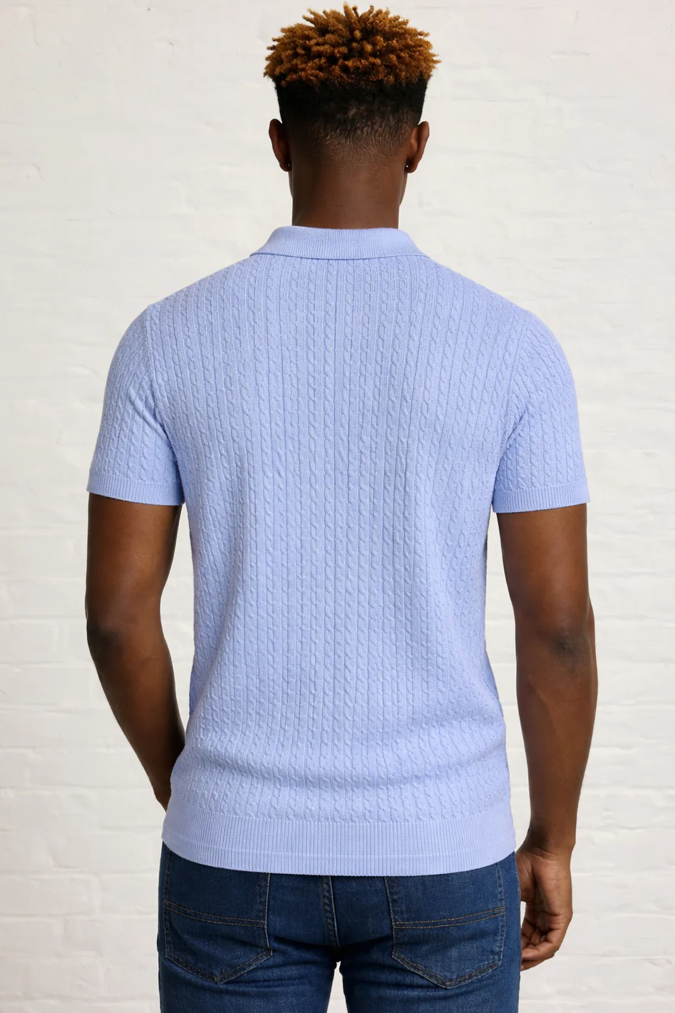 MENS CABLE KNIT POLO - Image 5