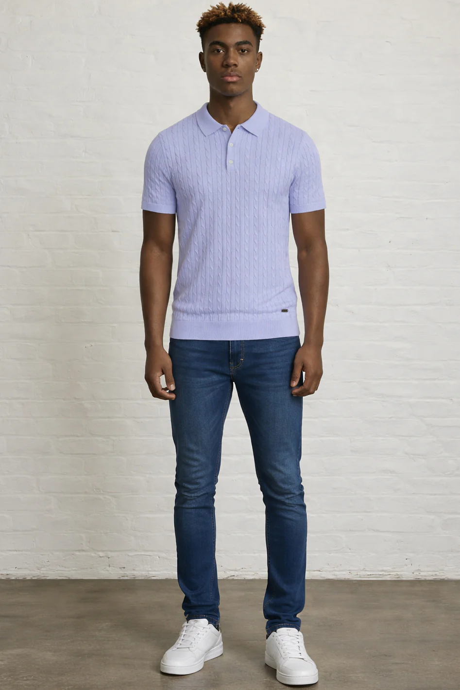 MENS CABLE KNIT POLO - Image 6