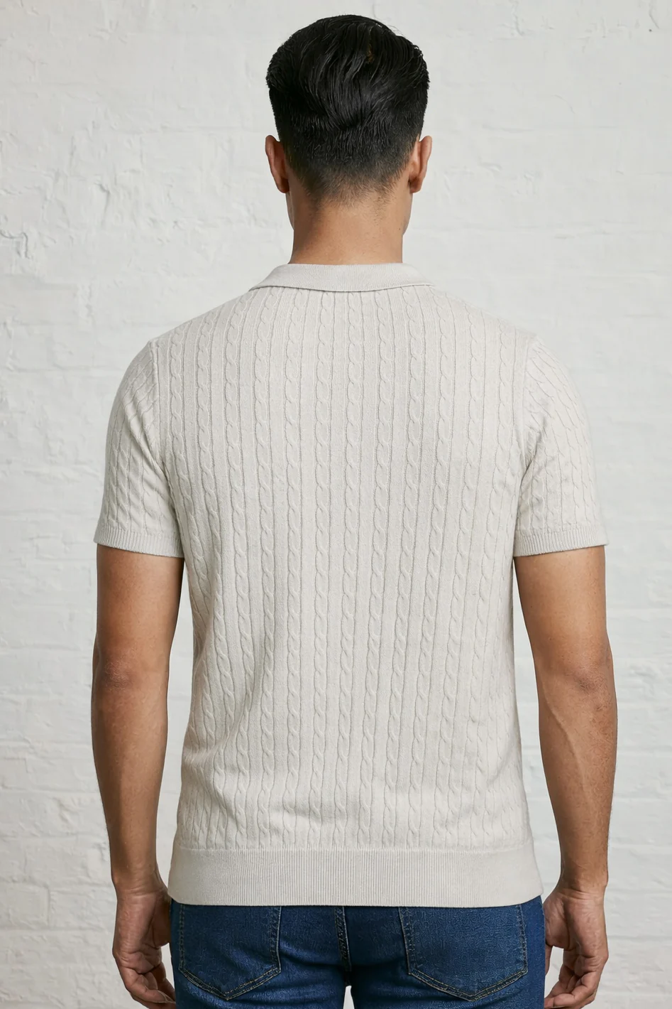 MENS CABLE KNIT POLO - Image 8