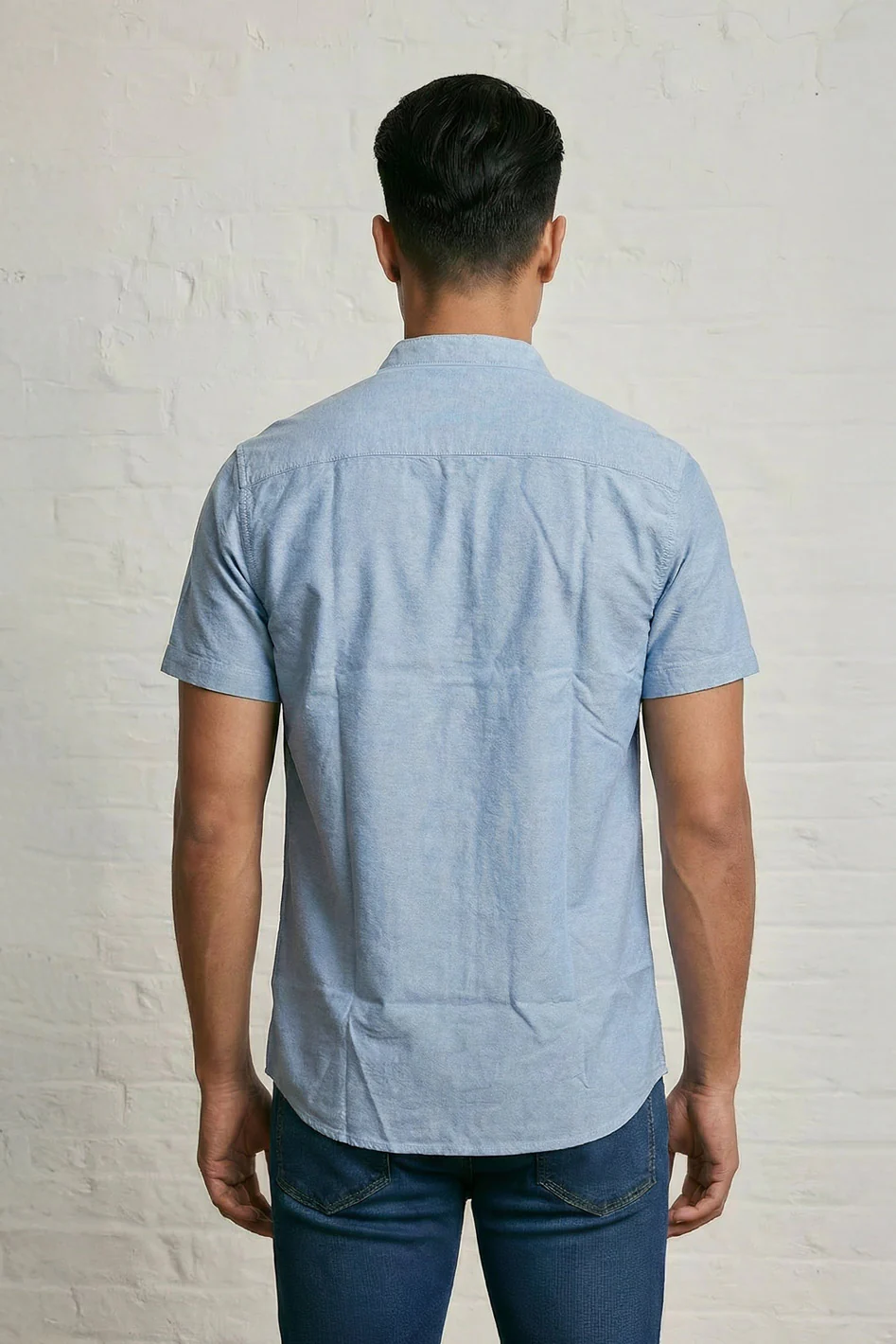 MENS IN CROWN EMB SS OXFORD GRANDAD SHIRT - Image 3