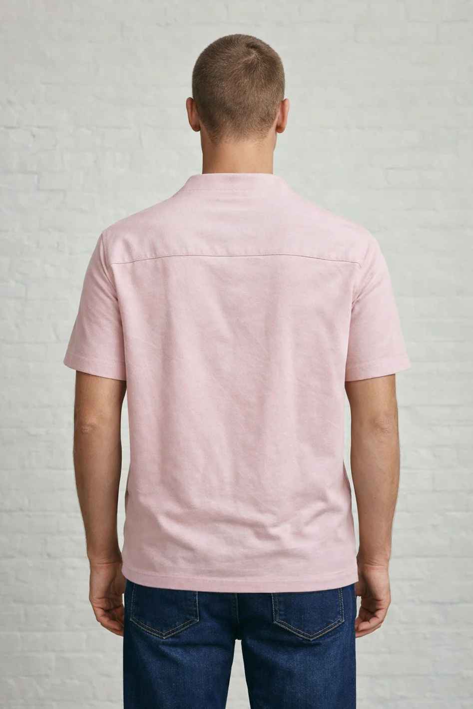 MENS IN CROWN EMB SS OXFORD GRANDAD SHIRT - Image 6