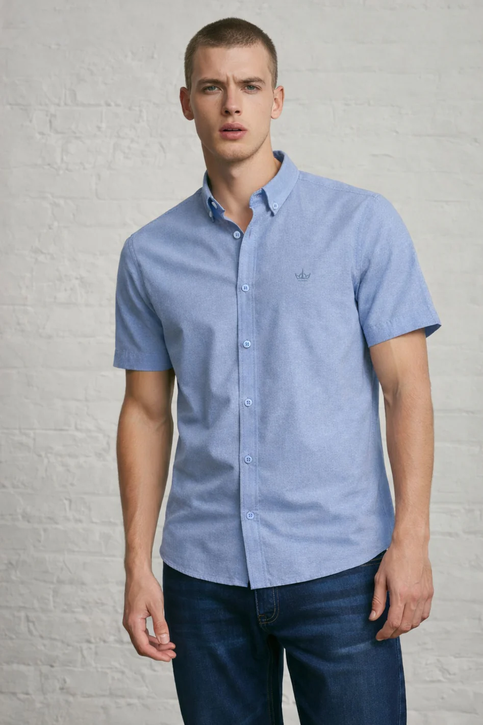 MENS IN CROWN EMB SS OXFORD SHIRT