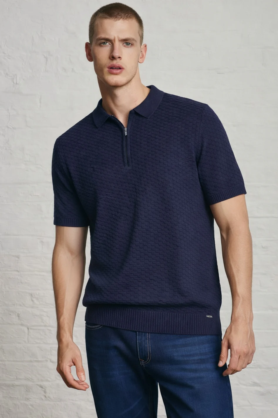 MENS JACQUARD KNIT POLO