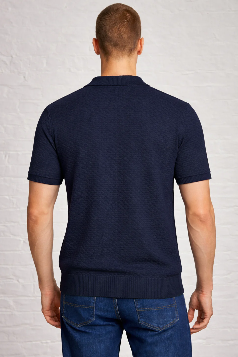 MENS JACQUARD KNIT POLO - Image 2