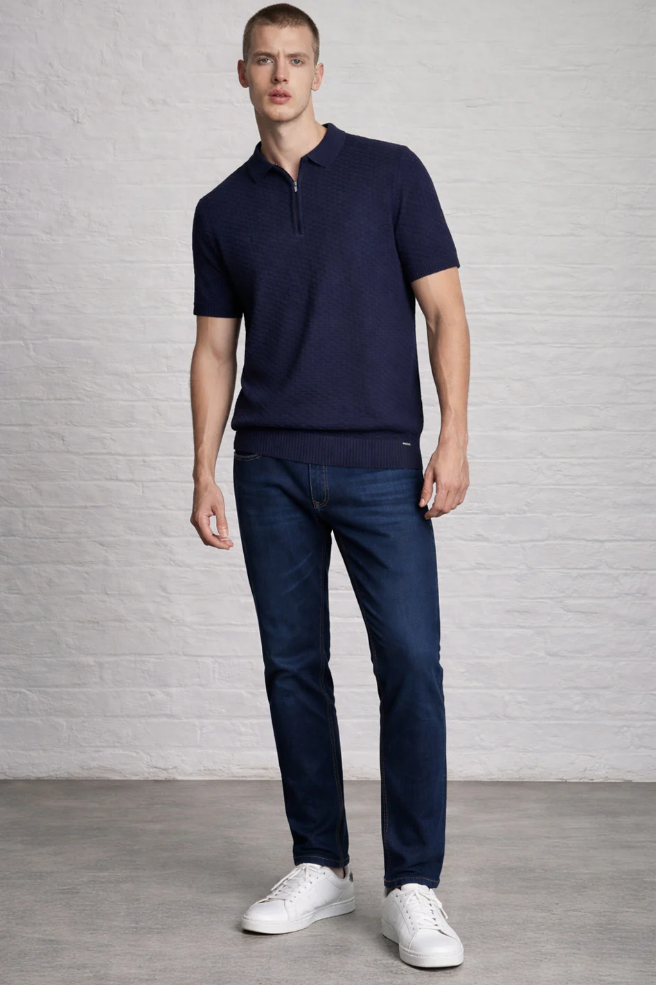 MENS JACQUARD KNIT POLO - Image 3