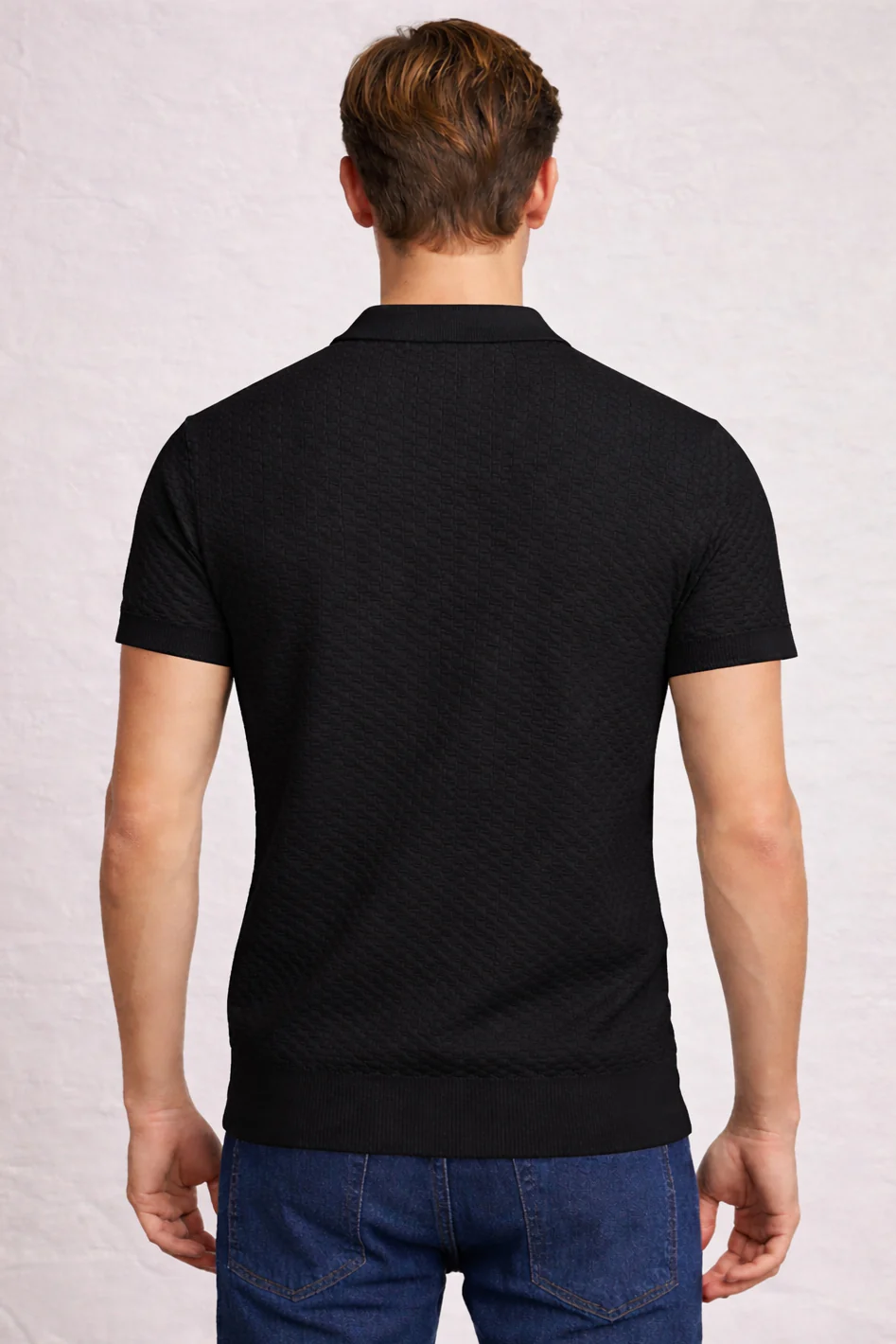 MENS JACQUARD KNIT POLO - Image 5