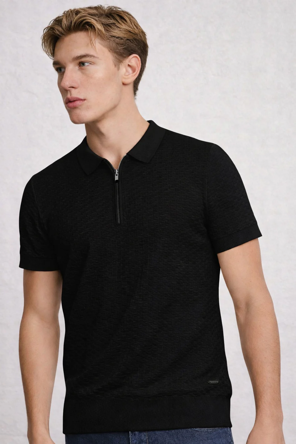 MENS JACQUARD KNIT POLO - Image 6