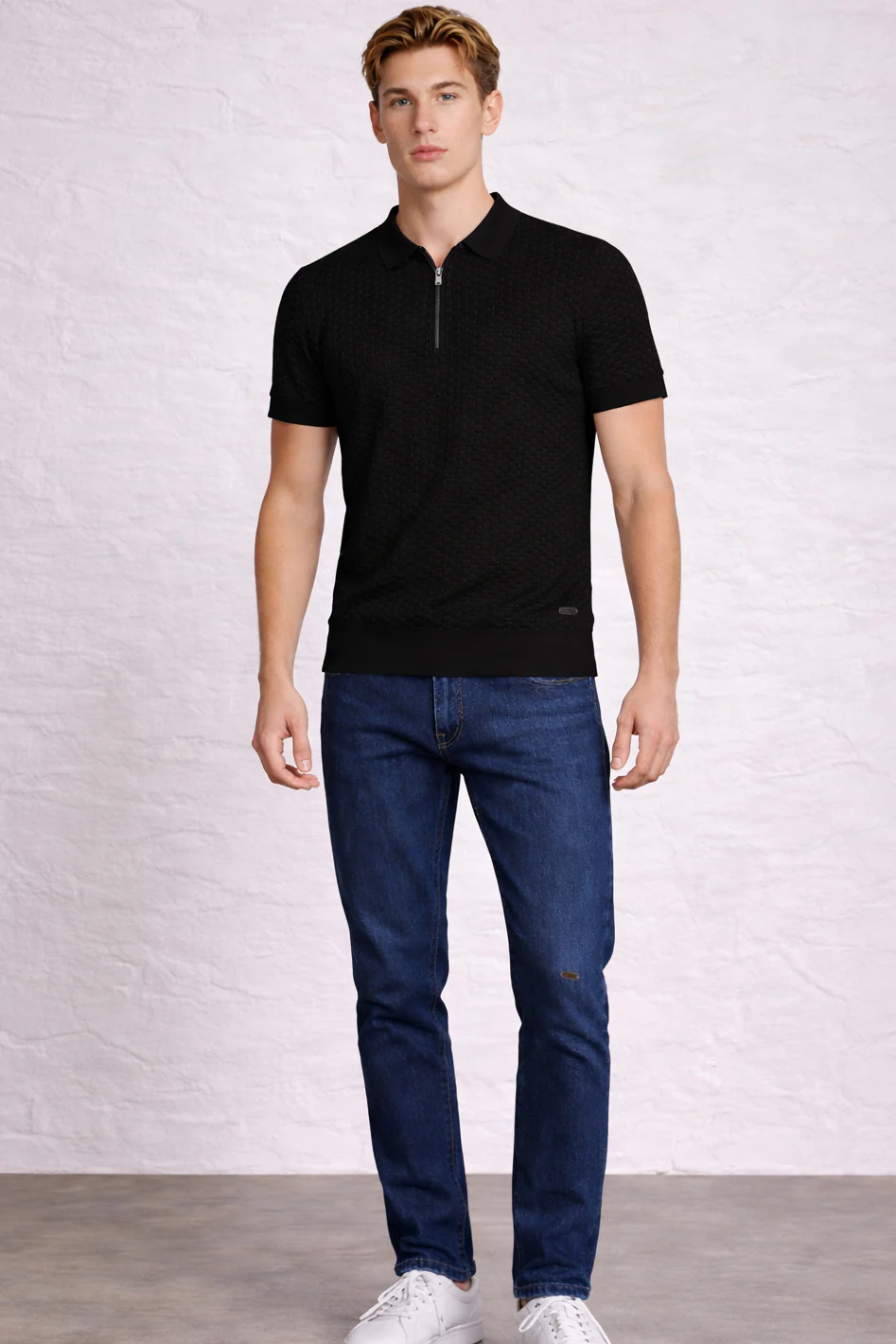 MENS JACQUARD KNIT POLO - Image 7