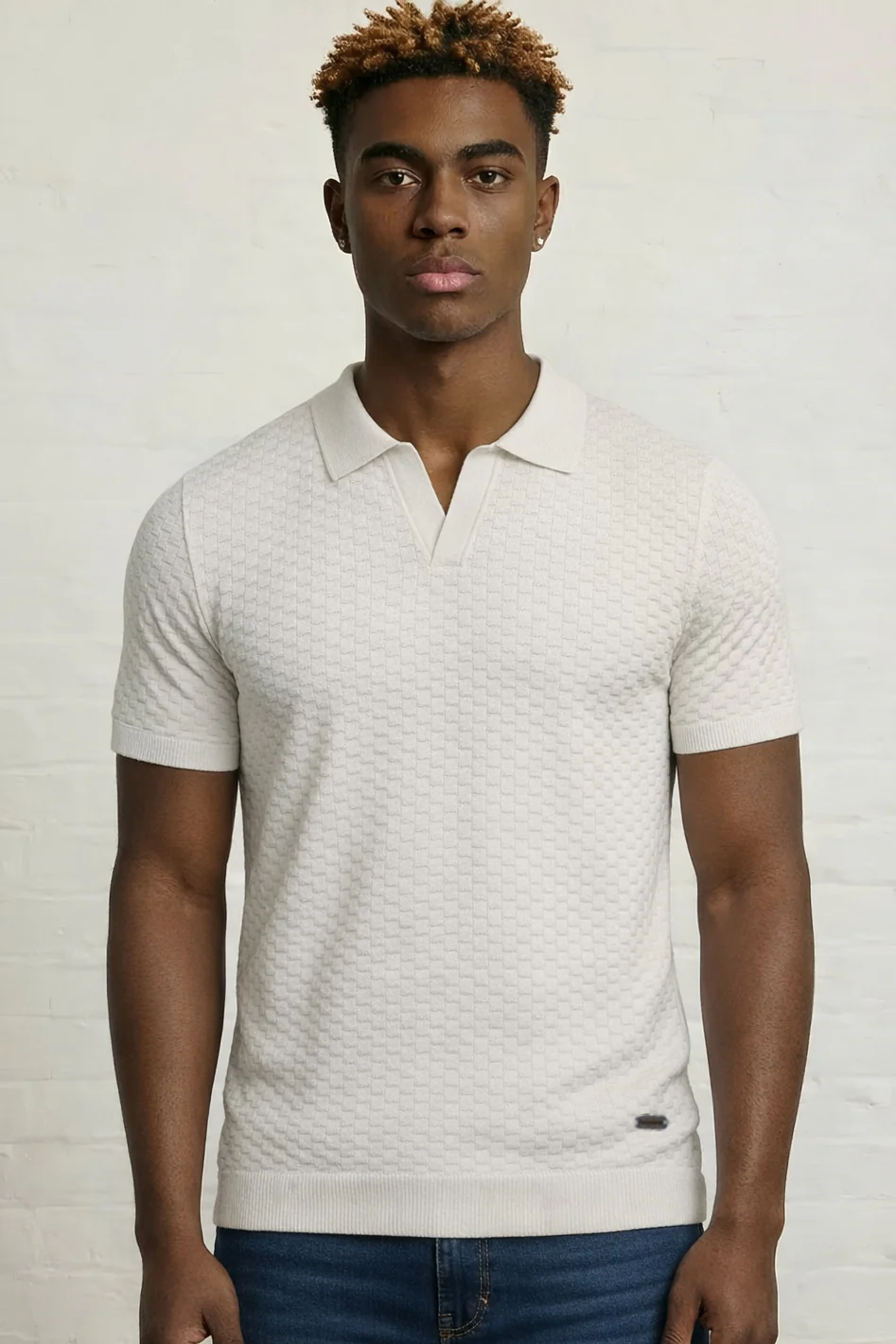MENS JACQUARD KNIT POLO - Image 9