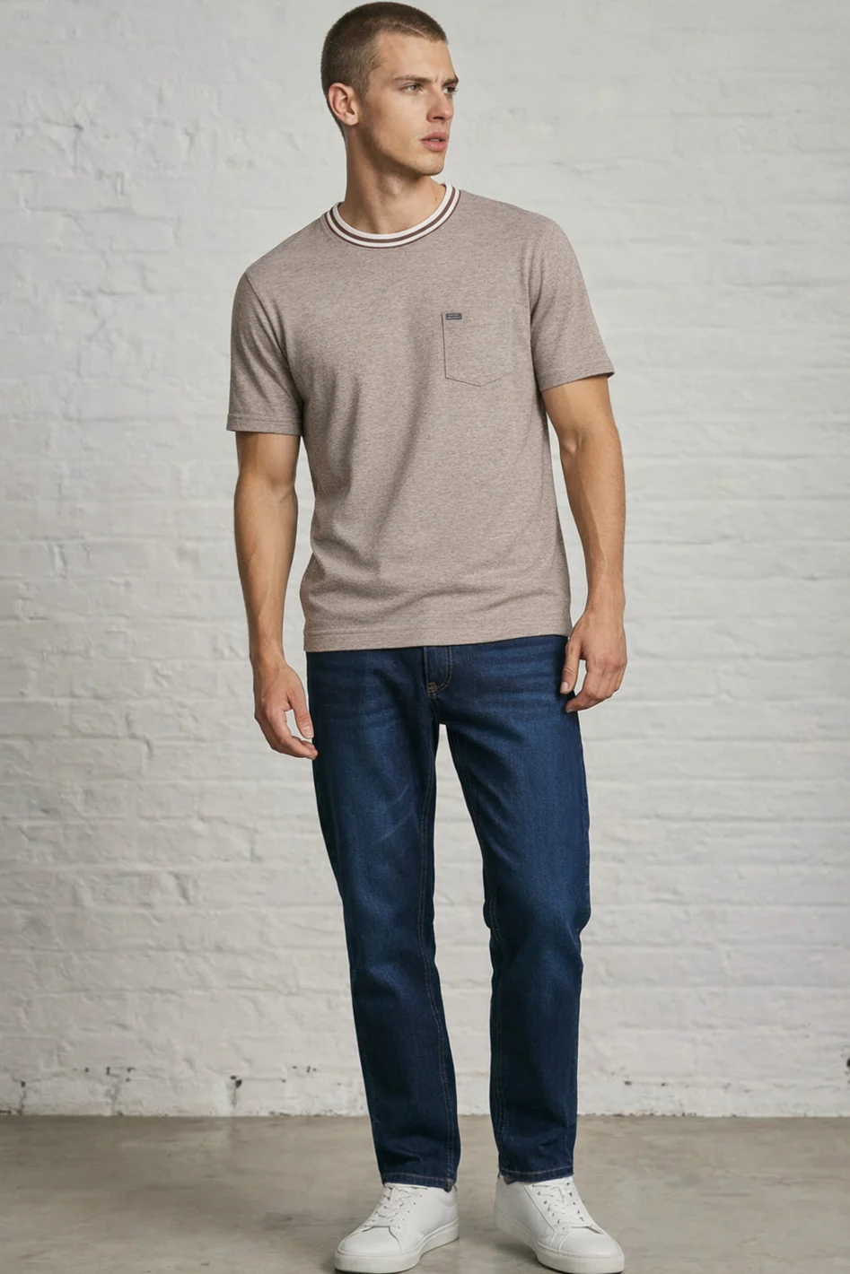 MENS PIN STRIPE SLUB TEE - Image 3