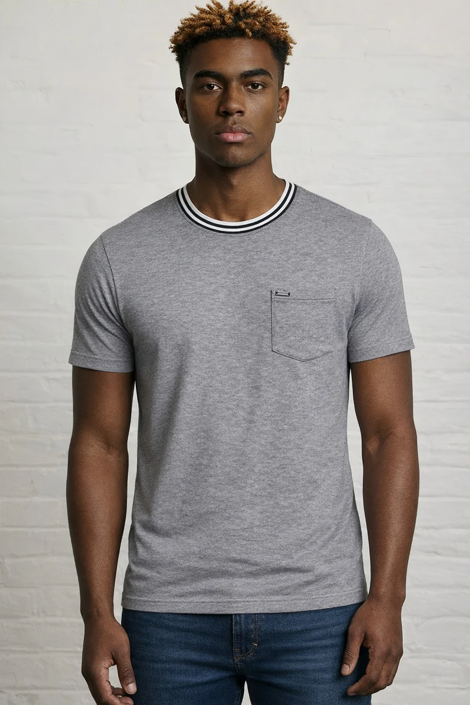 MENS PIN STRIPE SLUB TEE - Image 7