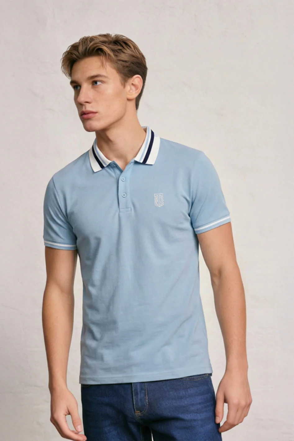 MENS SQUARE STRIPE POLO TEE - Image 3