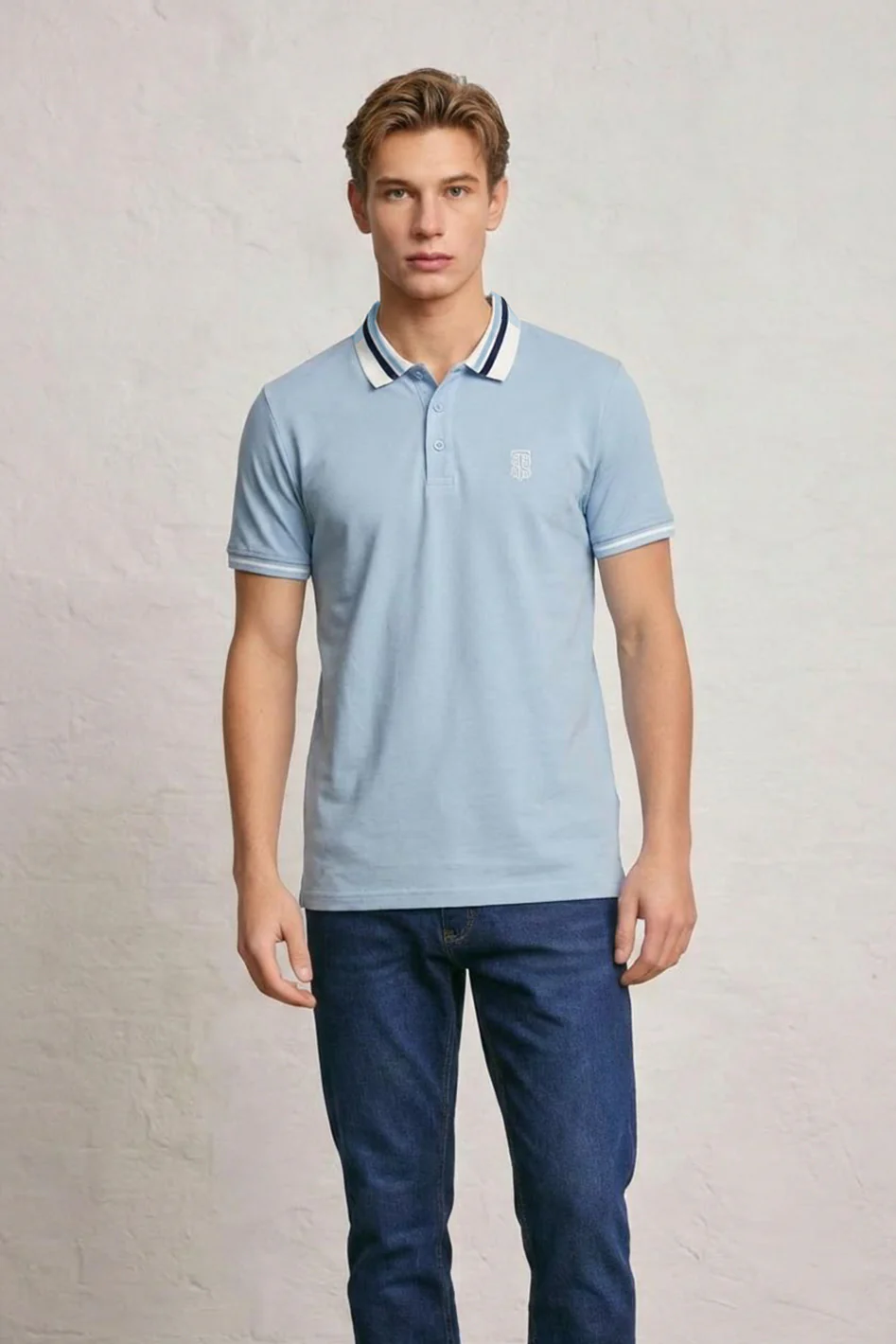 MENS SQUARE STRIPE POLO TEE - Image 6