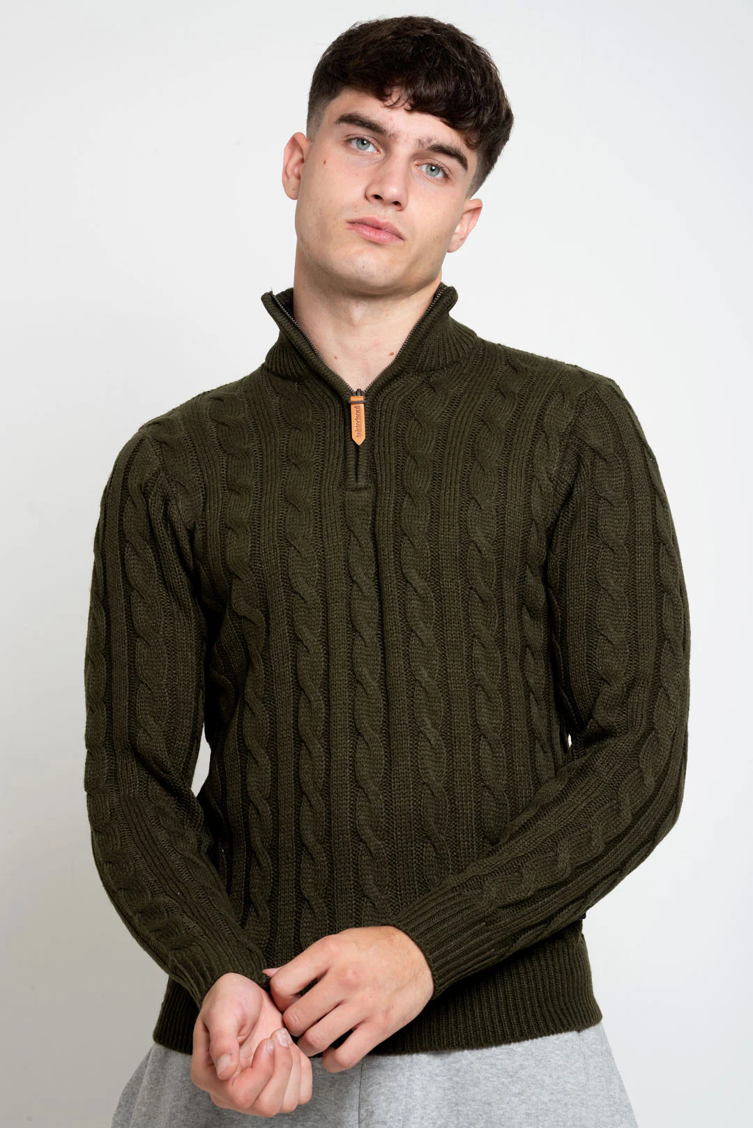 MENS TS CABEL FUNNEL KNIT LS ZIP PULLOVE - Image 2
