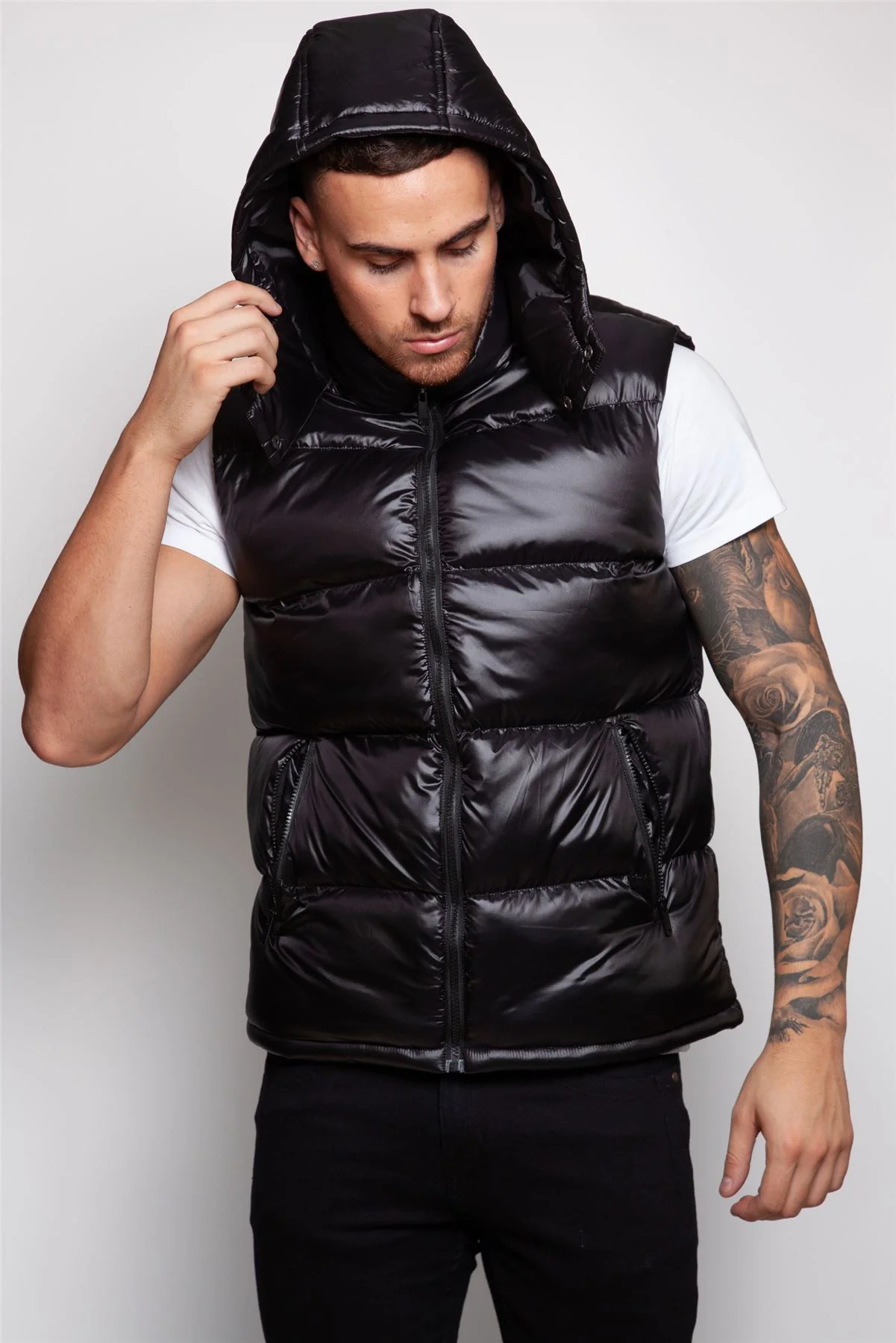 Shiny Hooded Gilet - Image 10
