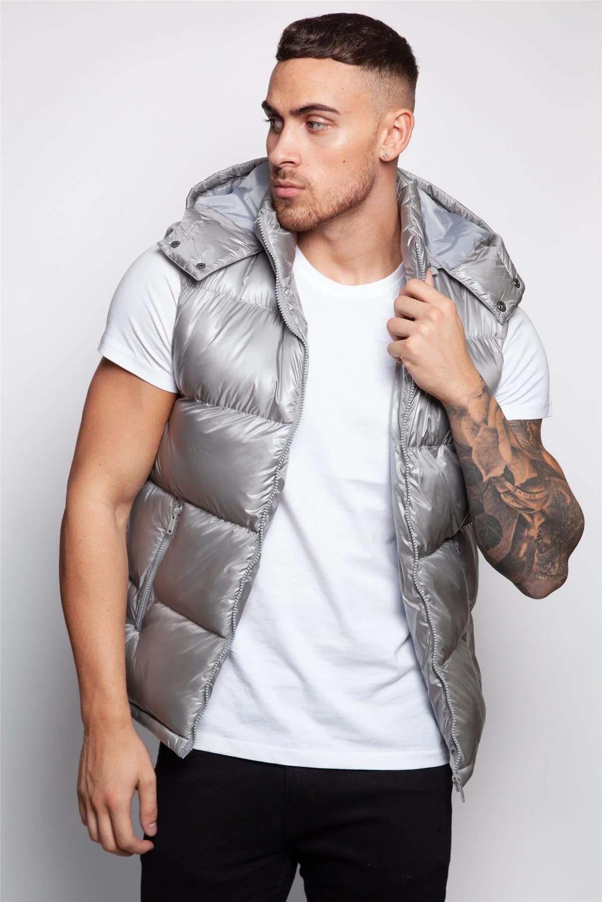 Shiny Hooded Gilet - Image 2
