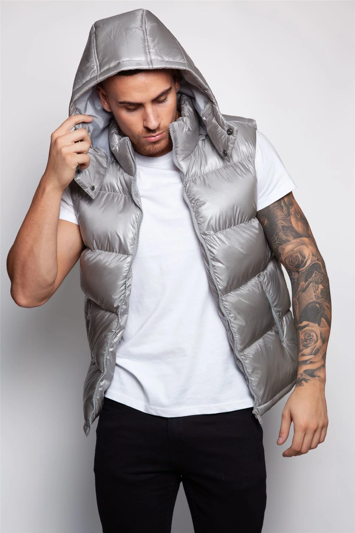 Shiny Hooded Gilet - Image 3