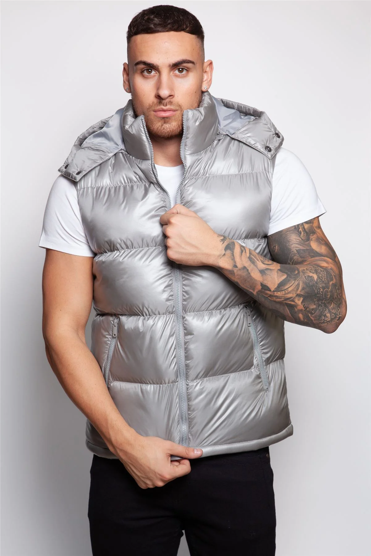 Shiny Hooded Gilet - Image 4