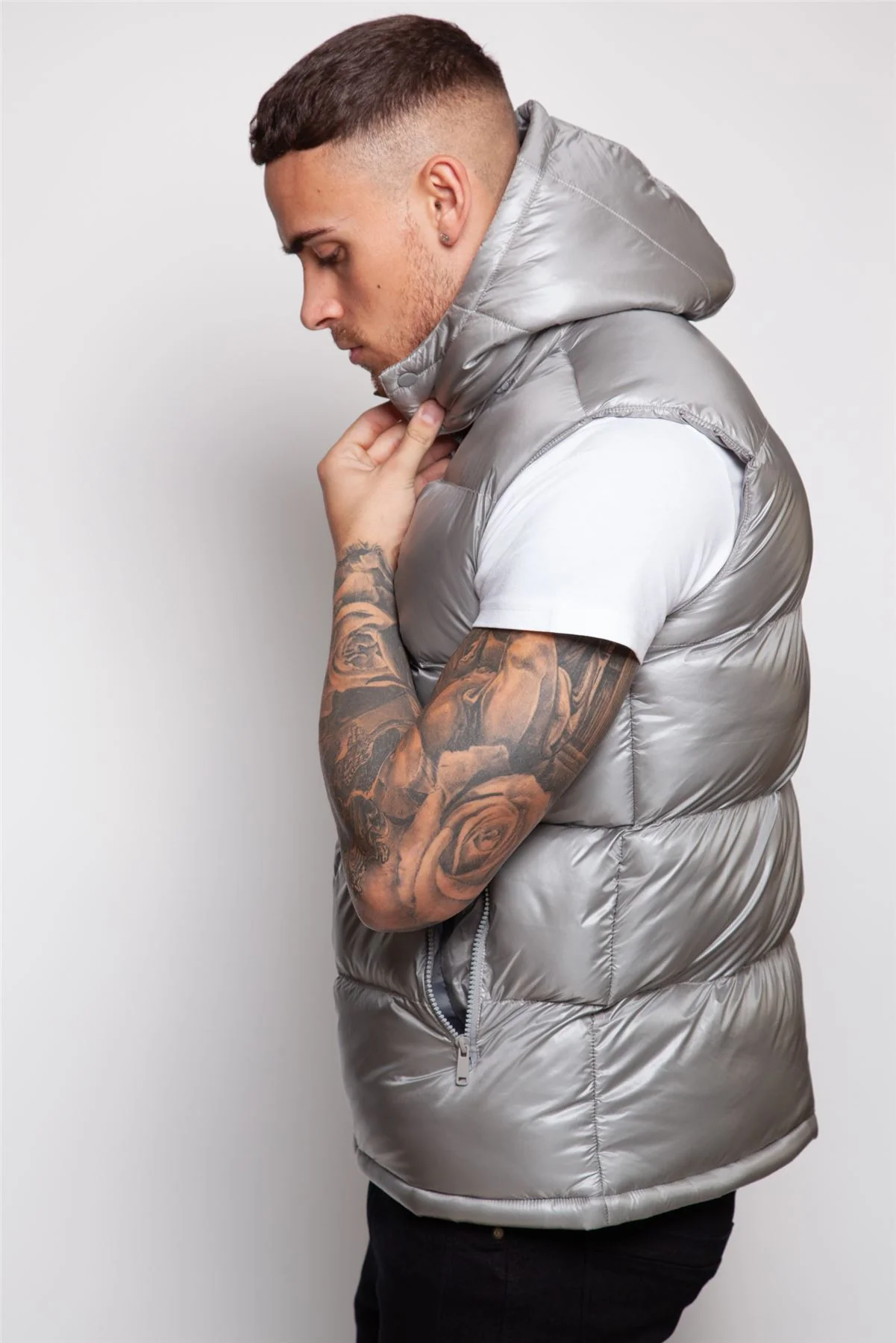 Shiny Hooded Gilet - Image 5