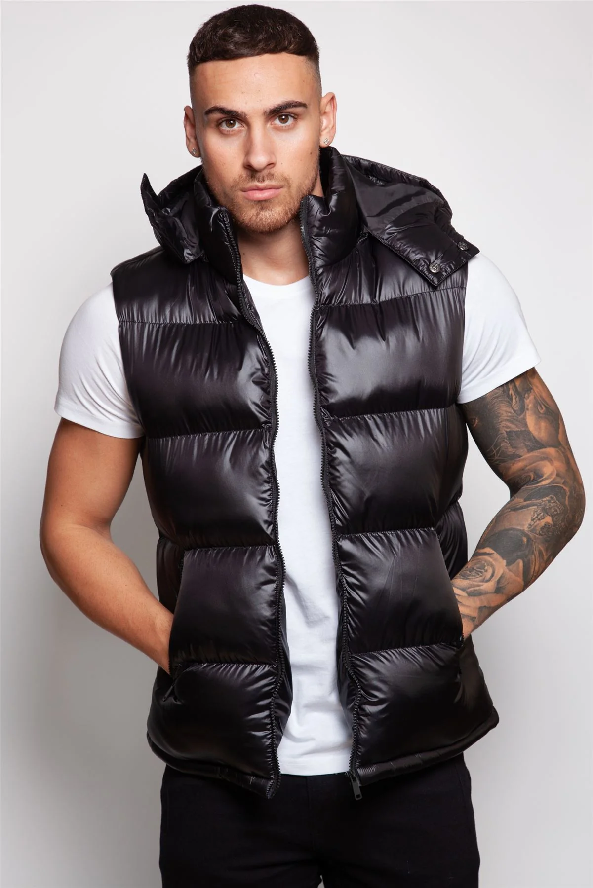 Shiny Hooded Gilet - Image 8