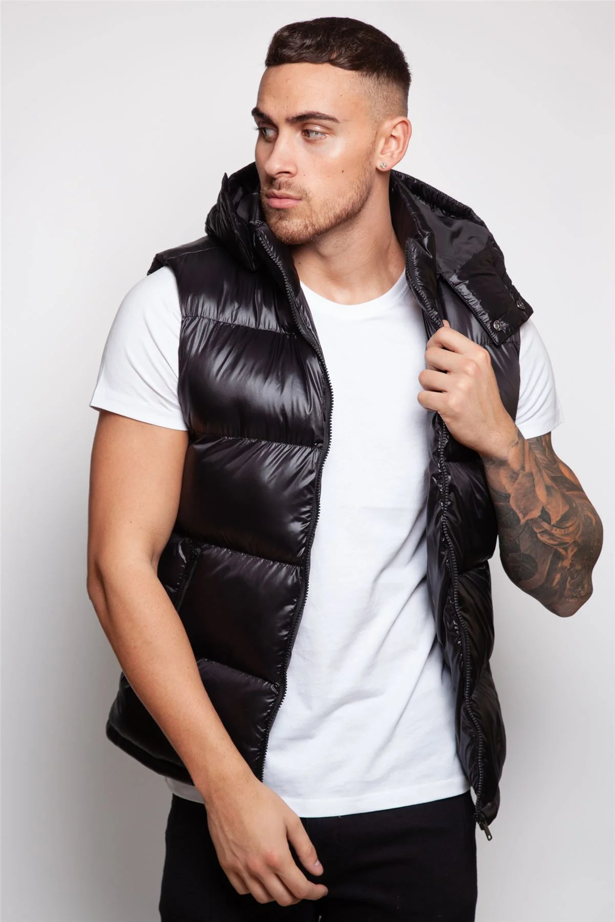 Shiny Hooded Gilet - Image 9