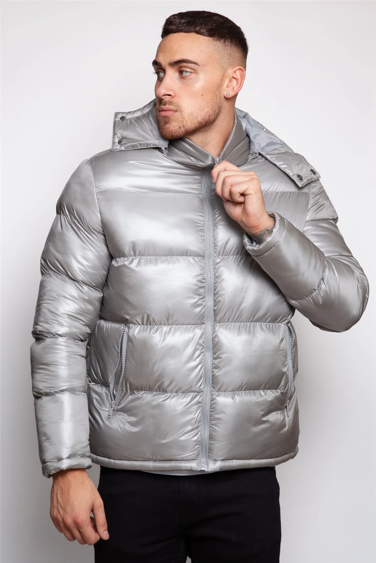 Shiny Hooded Puffer Coat
