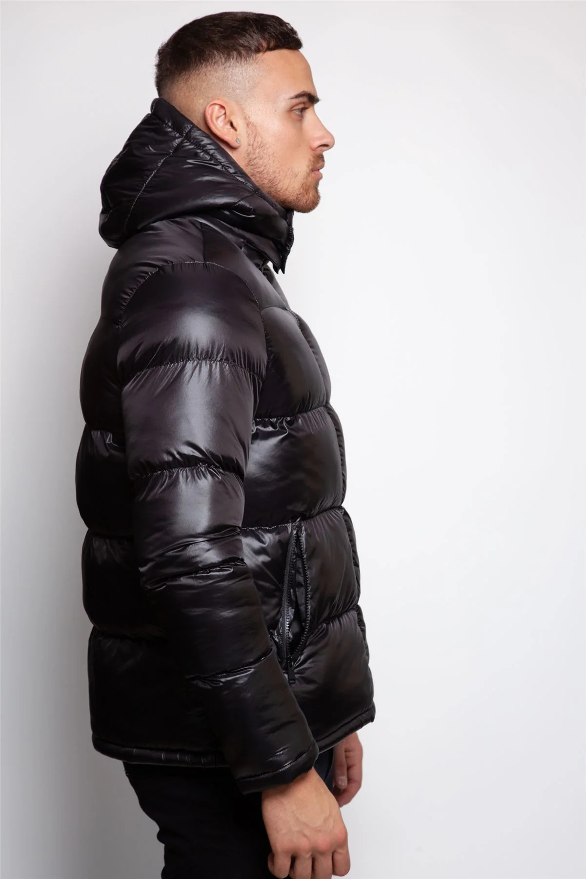 Shiny Hooded Puffer Coat - Image 10