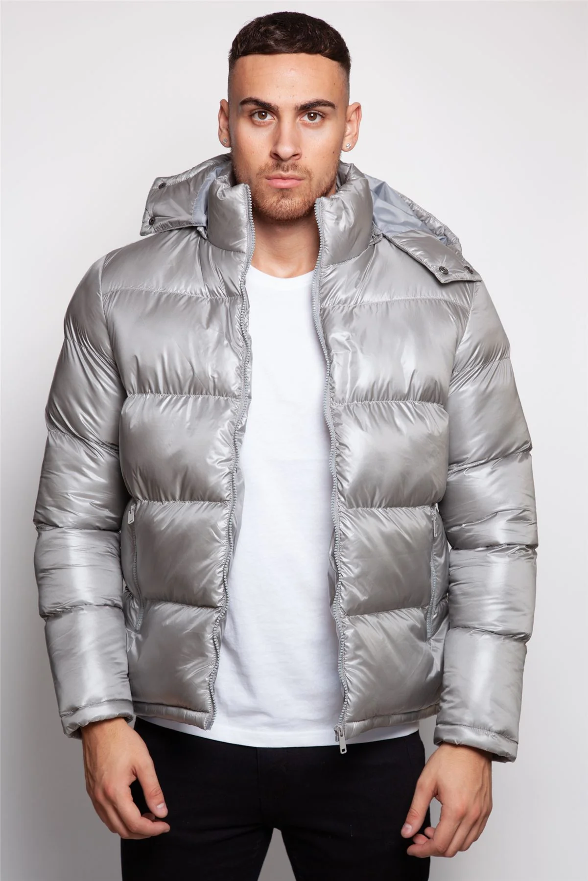 Shiny Hooded Puffer Coat - Image 2