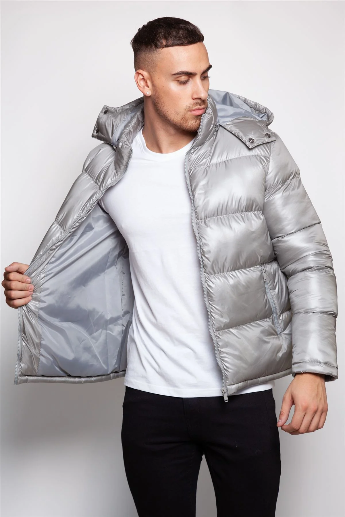 Shiny Hooded Puffer Coat - Image 3