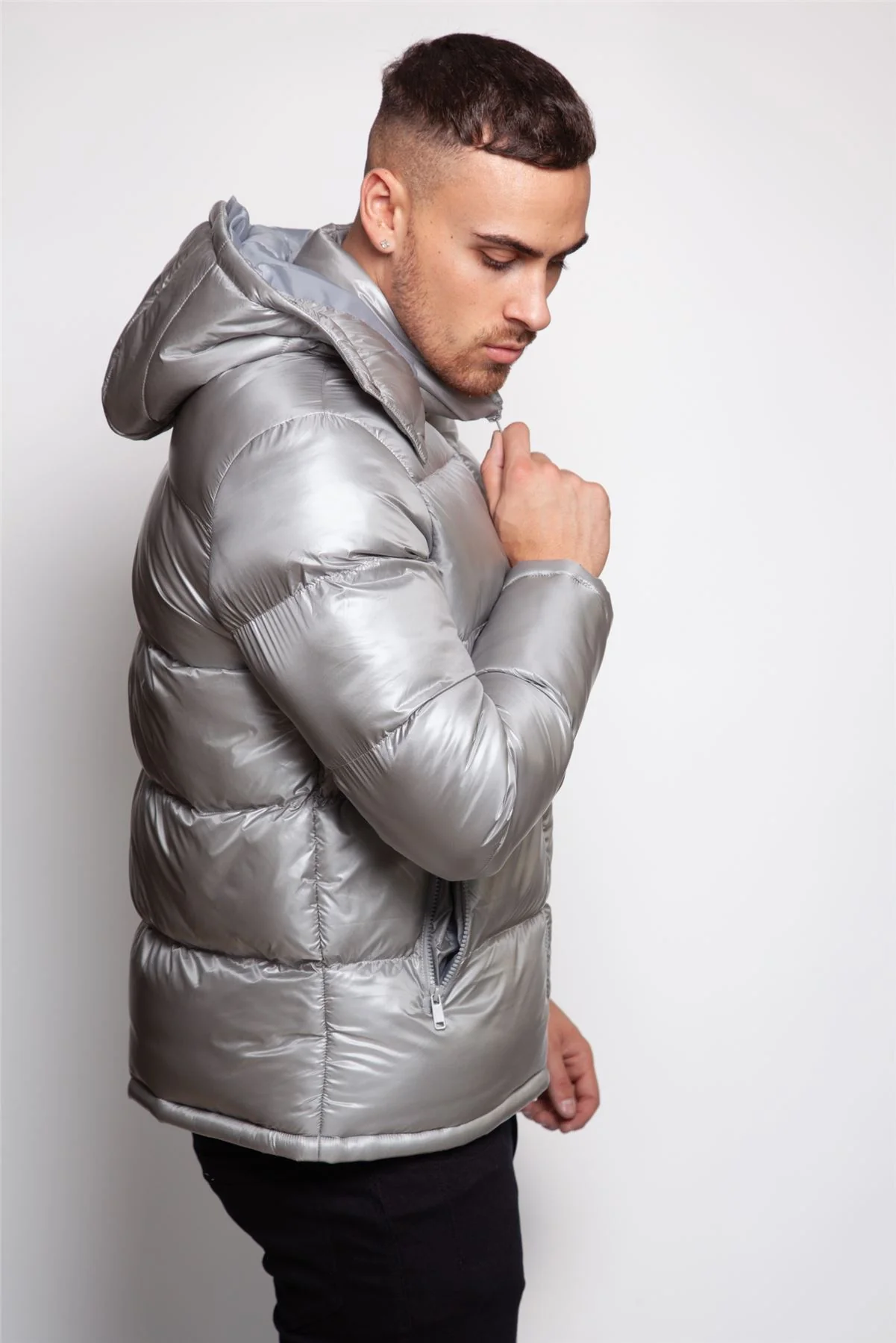 Shiny Hooded Puffer Coat - Image 4