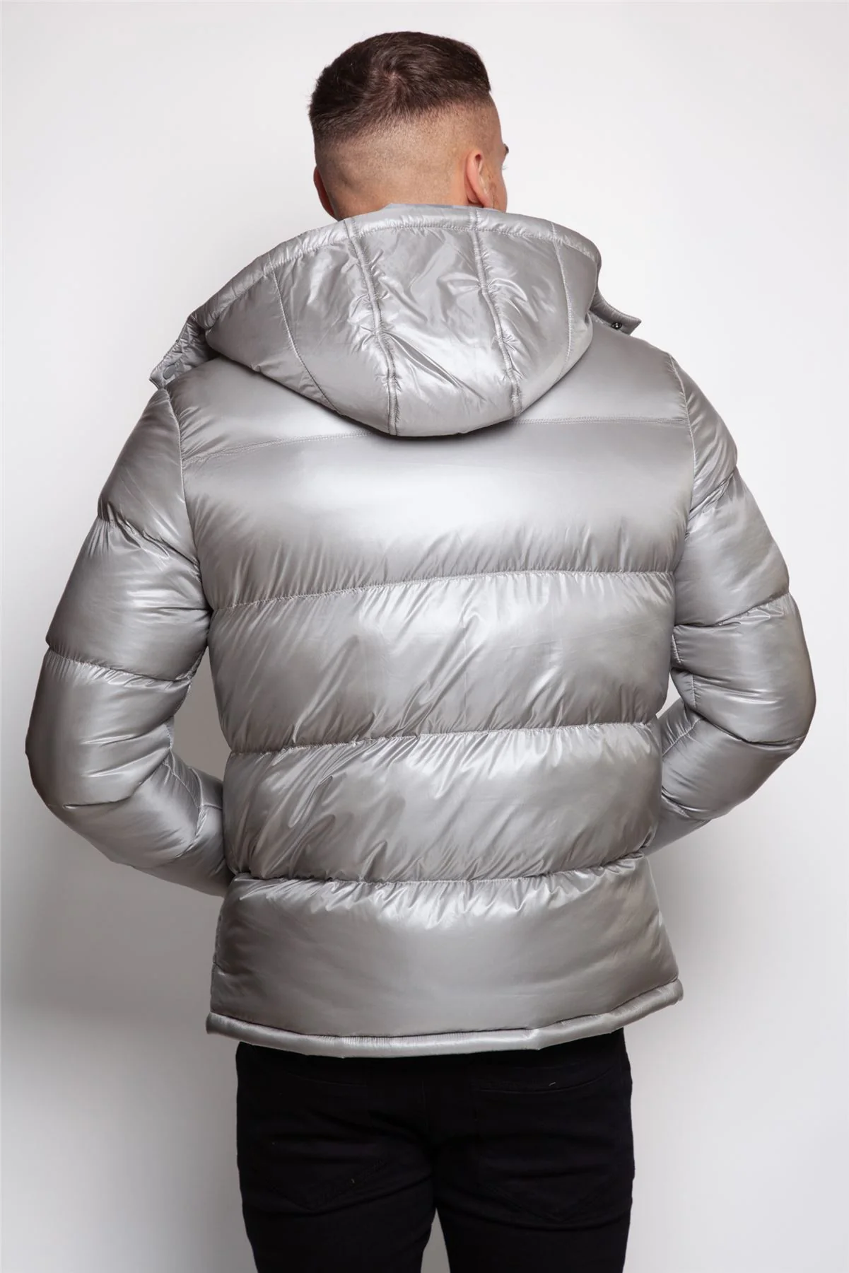 Shiny Hooded Puffer Coat - Image 5