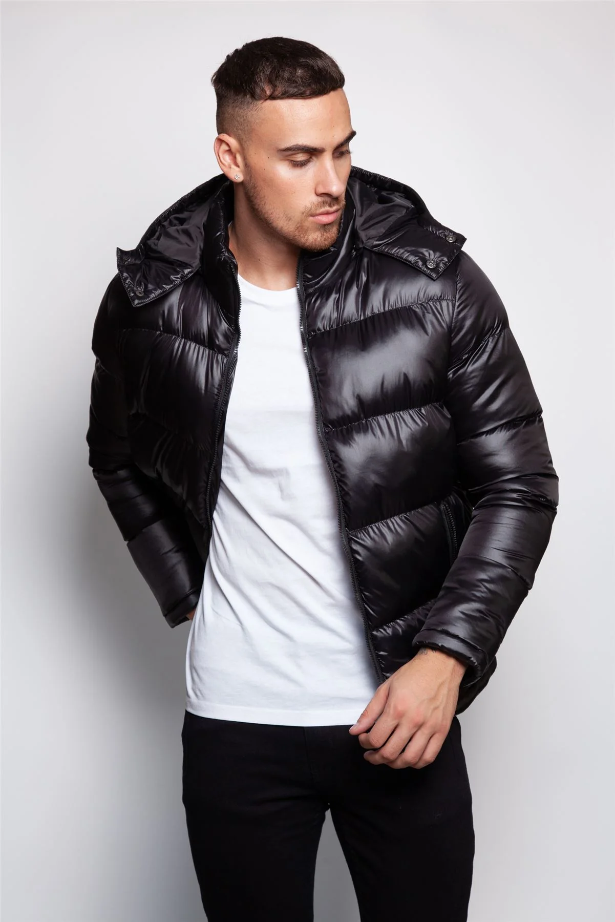 Shiny Hooded Puffer Coat - Image 6