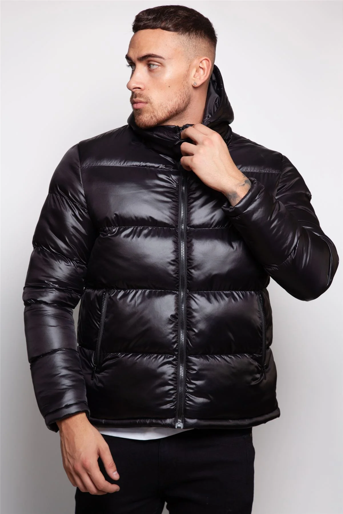Shiny Hooded Puffer Coat - Image 7