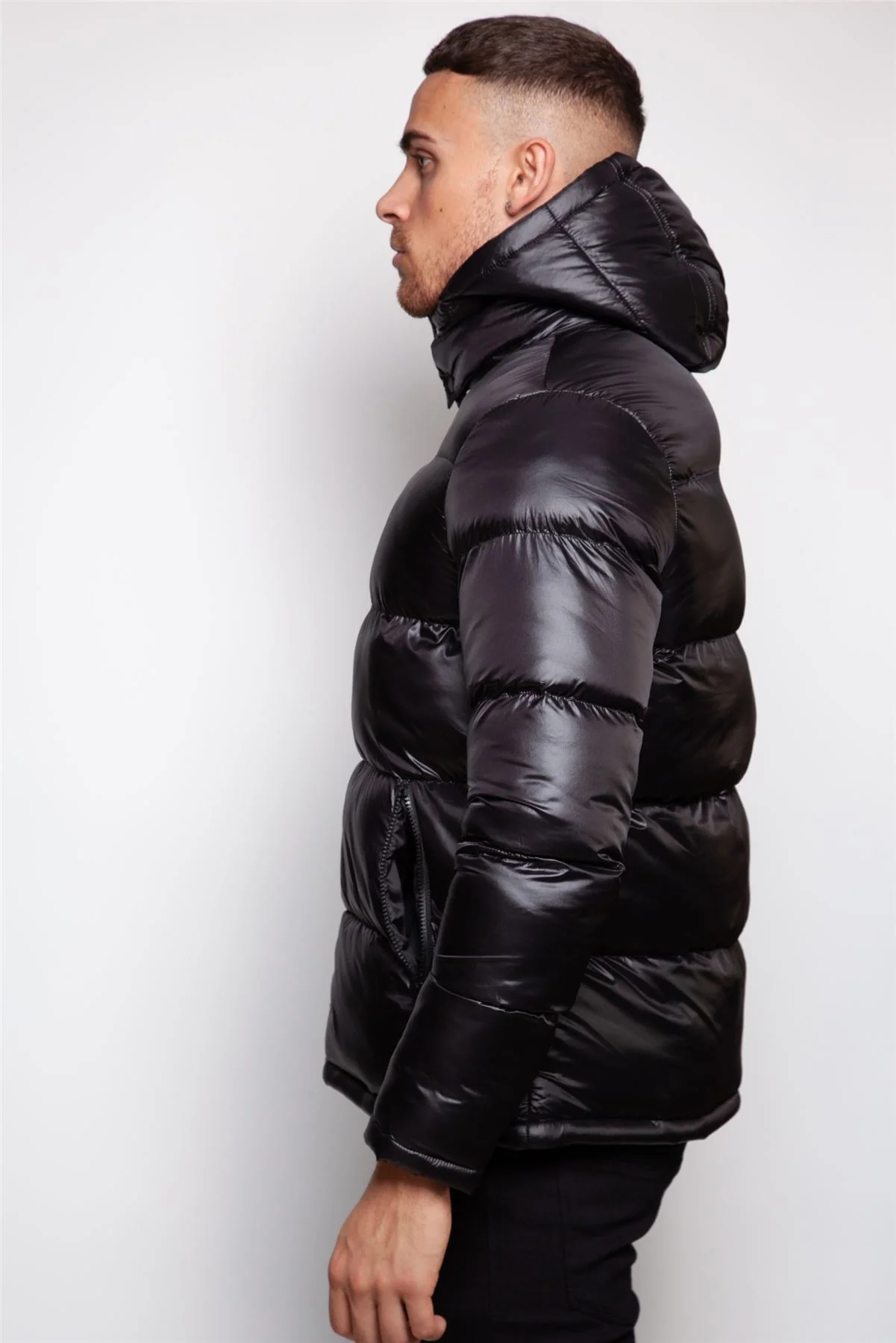 Shiny Hooded Puffer Coat - Image 8
