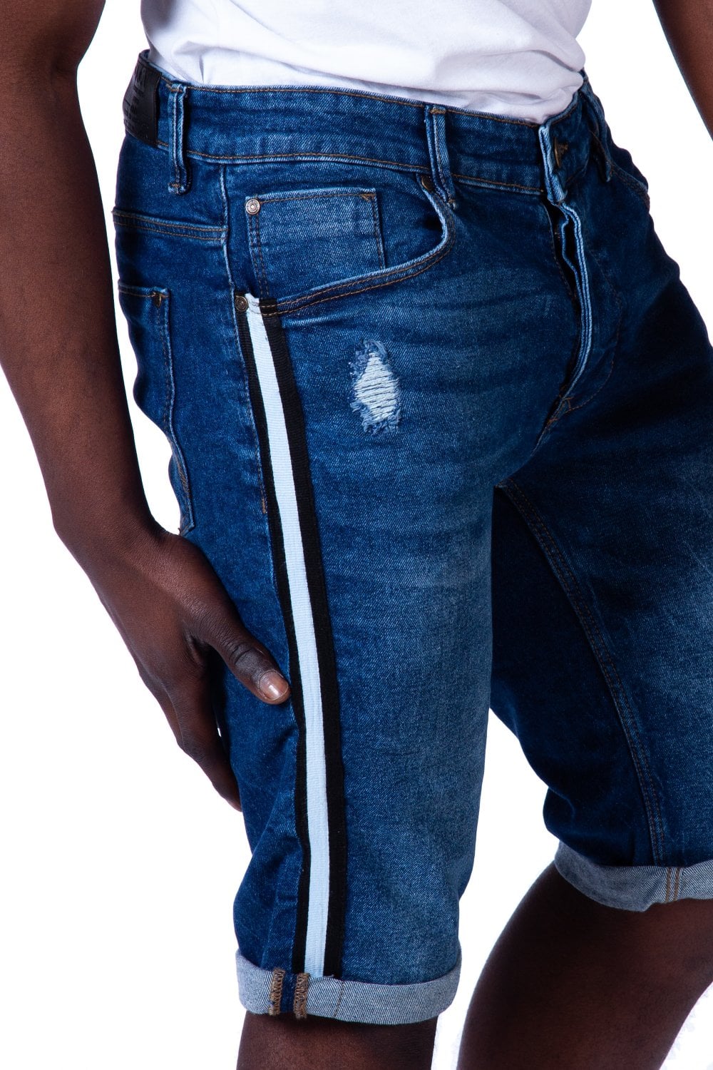 Taped Denim Shorts - Image 3